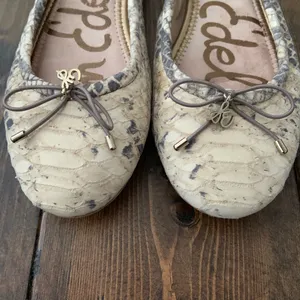 Sam Edelman Cream Snake Print Flats thumbnail 3