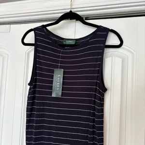 Lauren‎ Ralph Lauren Blue And White Stripe Midi Dress Size Medium thumbnail 3