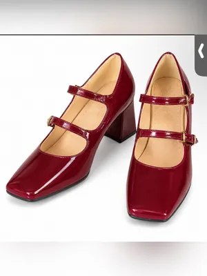 Burgundy Patent Double Strap Mary Jane Block Heels Size 38 NWOT (US 8) thumbnail 6