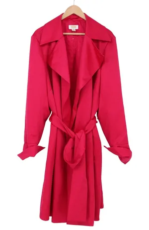Talbots Trench Coat Womens 3X Classic Magenta Tie Waist Long Sleeve Good thumbnail 1