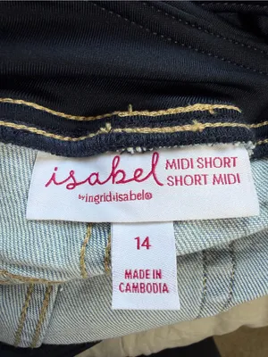 Isabel Maternity Shorts Women Size 14 Light Wash Denim Midi High Rise Over Belly thumbnail 2