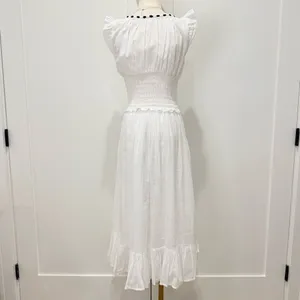Kimchi Blue Olivia Smocked Midi Dress Small White Ribbon Milkmaid Cottagecore thumbnail 7