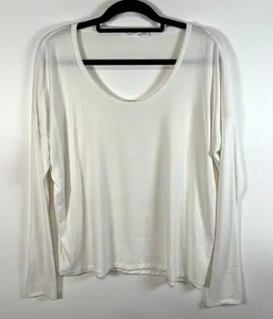 Rag‎ & Bone Open Back Long Sleeve White Top Size Medium Lightweight Designer thumbnail 1