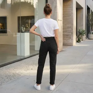 Asos Design Clean Black Slim Mom Jeans, W26L30 thumbnail 5