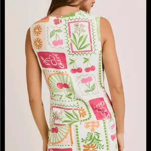 Le lis Sleeveless Printed Top and skirt in White with Pink & Green set thumbnail 3