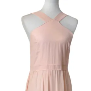 Lulus Peach Pink Halter Maxi Dress Women’s Size Large Chiffon Bridesmaid Formal thumbnail 7