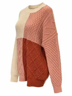 Umgee Colorblock Textured Knit Sweater Size Large thumbnail 2