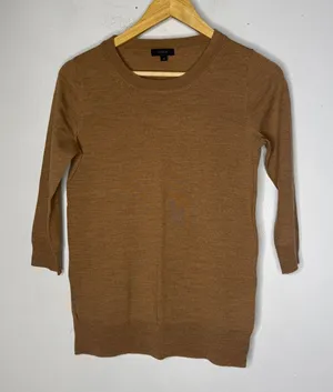 J Crew Merino Wool 3/4 Sleeve Camel‎ Brown Sweater XS thumbnail 1