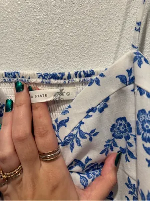 Altar’d State Bayley Blue Floral Midi Dress Size L NWOT thumbnail 9