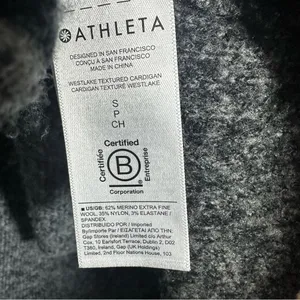 Athleta Sz S Westlake Textured Cardigan Sweater Gray Fog Camo Fine Merino Wool thumbnail 7