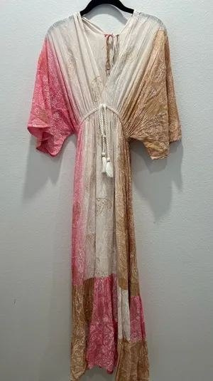 Zurly Ombré Pink Boho Maxi Dress One Size Fits Up to XL thumbnail 1