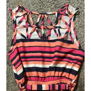 Skies Are Blue Womens Sz 8 Striped Sundress Sleeveless Colorful Boho Beach Dress thumbnail 7