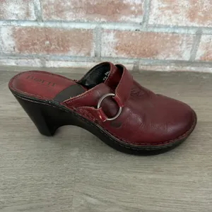 Born Slip On Clogs Red Burgundy Leather Y2K Size 9 Boho 90s Vintage Eclectic thumbnail 7