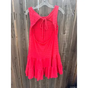 Anthropologie Women's M Knit Feminine Flounced Open Back Mini Dress in Teaberry thumbnail 6