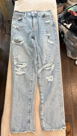 Pistola light wash distressed denim jeans thumbnail 1