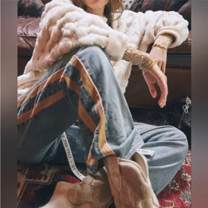 NWOT Free People Cable Knit Faux Fur Oversized Sweatshirt | Ivory Cream Sz Small thumbnail 15