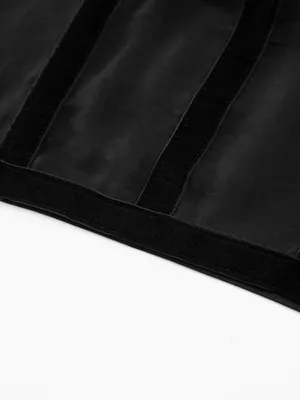 Commense Sheer Mesh Tie-Shoulder Corset Crop Top Black Size Small NWT thumbnail 5