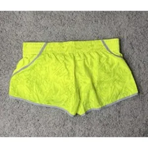 Nike Dri-FIT Womens Neon Yellow Script Graphic Running Shorts Size XL thumbnail 3