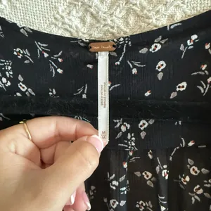NWOT Free People Black, White, Red & Green Floral Print Bohemian Smocked Top thumbnail 3