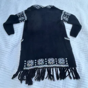 Ellie & Kate Black‎ Embroidered Fringe Cardigan thumbnail 3