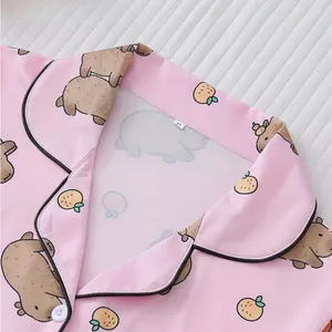 Pink Teddy Bear Pajama Set with Piping Details thumbnail 3