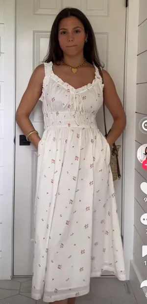 Old Navy maxi dress ditsy floral print ruffle tie front fit & flare midi doen thumbnail 1