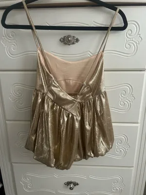 Gold babydoll bubble tank top thumbnail 2