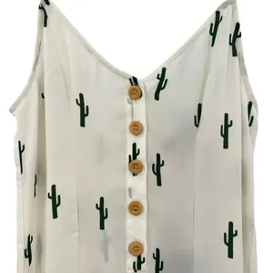 Show Me Your Mumu Remy Romper White‎ Green Cactus Print Button Size Small thumbnail 4