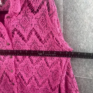 FREE PEOPLE Women’s Size Medium Until Sundown Shirt Cover-Up Boho Pink Crochet‎ thumbnail 7