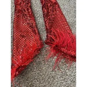 Sequined Red Sleeve Costume Concert Taylor Swift Feather Sequin‎ Costume Sexy thumbnail 5