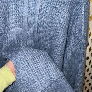 American Eagle baby blue crochet knit hoodie chunky ribbed knit blue sweater wom thumbnail 7