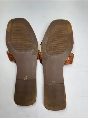 Steven By Steve Madden Tan Croc-Embossed Slide Sandals 11 casual neutral summer thumbnail 6