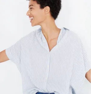 Madewell Women’s Blue Stripe Hilltop Shirt thumbnail 1