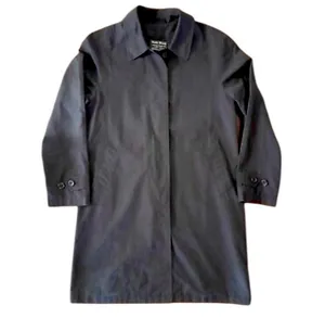 Lucky Brand Vintage Inspired Black Trench Coat Lined Single Breasted M thumbnail 2