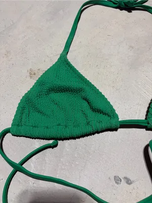 Aerie Green Textured Triangle Bikini Top medium thumbnail 5