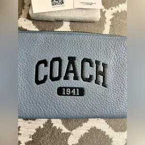COACH NWT Varsity Blue Wristlet with Zip Closure retails $88 leather colorful thumbnail 4