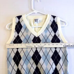 Princess Polly Navy Blue Crop Argyle‎ Sweater Vest Preppy Y2K Academia Women M/L thumbnail 6
