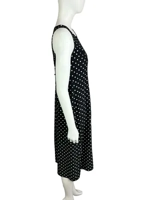 TR Bentley Vintage 90s Black & White Polka Dot Sleeveless Maxi Dress thumbnail 2