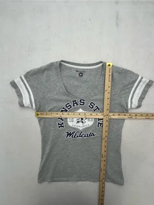 Champion Kansas State Wildcats Women’s Gray Striped Sleeve V-Neck T-Shirt Small thumbnail 8