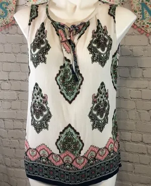 Crosby sleeveless white green boho top White Size M thumbnail 1