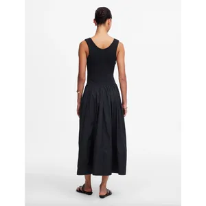 Madewell Mixed Poplin Scoopneck Maxi Dress Cotton A Line Minimalist Black M NWT thumbnail 4