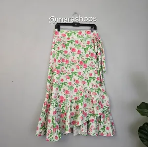 Hill House Mirabel Midi Wrap Skirt Pink Roses thumbnail 4