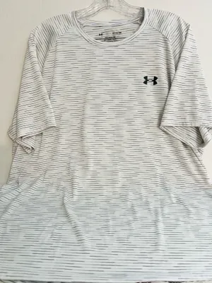 Under Armour The Tech Tee Men's Gray Performance Striped Shirt thumbnail 1