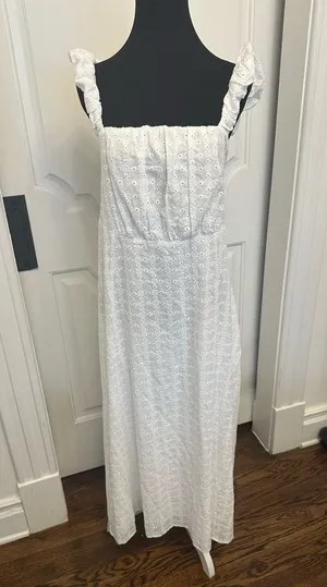 Arula C White Eyelet Tie Back Maxi Dress Altar’d State Plus Size NEW thumbnail 1