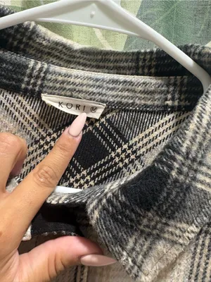 Kori Black & Cream Plaid Button-Front Jacket thumbnail 2