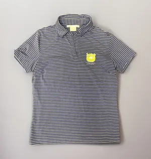 Nike Dri-Fit Golf Short Sleeve Polo Shirt Women’s Size Med Purple Yellow Stripe thumbnail 1
