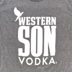 Western Son Vodka Logo Grey Gray Unisex Crewneck T-Shirt Tee Top - Size M - NWOT thumbnail 3