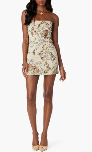 Edikted Floral Tapestry Mini Dress Lace-Up thumbnail 1
