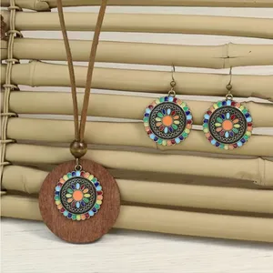 Boho Necklace‎ & Earrings Set Colorful Flower Design Tribal Accessories thumbnail 12