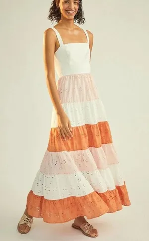 Hutch Alston Eyelet Maxi Dress Anthropologie Cutout Back Size 6 thumbnail 1